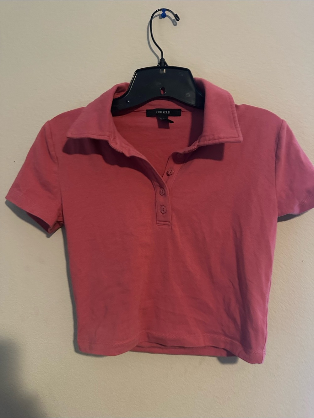Forever 21 Rose Pink Polo Crop Tee